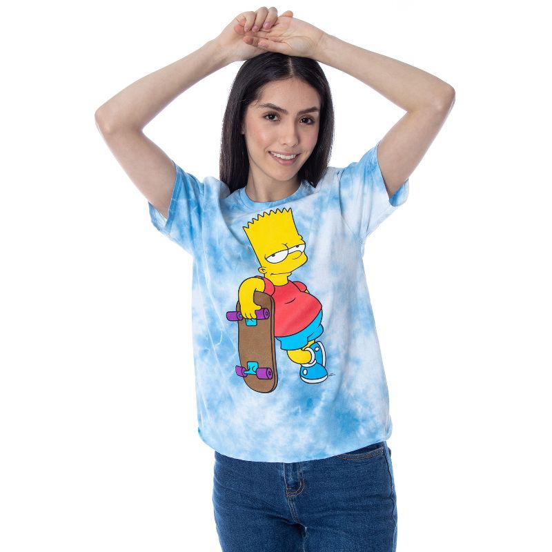 The Simpsons Womens' Bart Simpson Tie-Dye Skimmer Girls' T-Shirt Adult, 2 of 6
