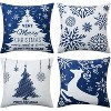 Christmas Throw Pillow Covers Set of 4, Xmas Square Linen Pillowcase Cushion Cover, Winter Holiday Decor Decorations for Couch Sofa Bed - 2 of 4