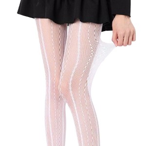 Anna-Kaci Women's 2-Pack Sheer Patterned Hosiery with Stretch Fishnet Design and Vertical Stripe Detailing - 1 of 4