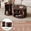 Sapphtopaz 2PCS Retro Coffee Table Set with Sliding Tambour Door & Golden Handle Round Side Table with 2-Tier Shelf Coffee Bar for Living Room - 2 of 4