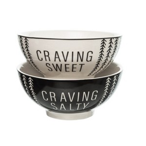 Totalee Gift Salty/ Sweet Bowls Set of 2 Ceramic Black - 1 of 1