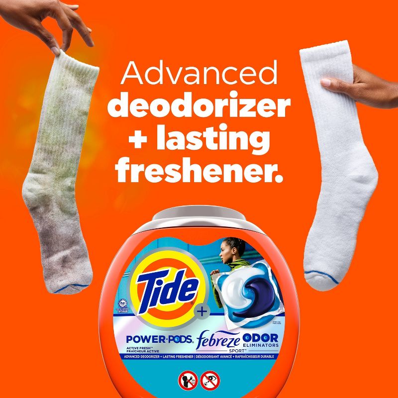 Tide Sport Power Pods HE Compatible Febreze Odor Eliminator Laundry Detergent Soap Pacs, 5 of 9