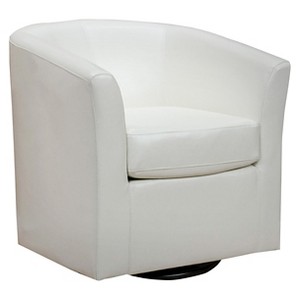 Daymian Faux Leather Swivel Club Chair - Christopher Knight Home, Ivory