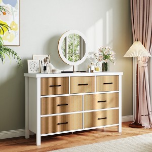 Molysoul 7-Drawer Dresser TV Stand , Modern Wood Chest with Metal Handles,Multi-Functional Storage Organizer for Bedroom, Living Room, Hallway - 1 of 4