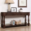 Long Solid Pine Wood Console Table with 3 Drawers and Bottom Shelf, Extra-Thick Mid-Century Sofa Table for Entryway and Hallway - 3 of 4