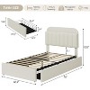 Kids Boucle Upholstered Bed Frame with Bookcase Headboard and 2 Storage Drawers, Noise-Free Platform Bed - 2 of 4