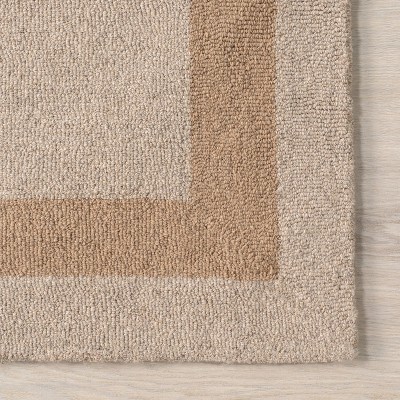 Handmade Beige and Light Brown Wool Rectangular Area Rug 9' x 12'