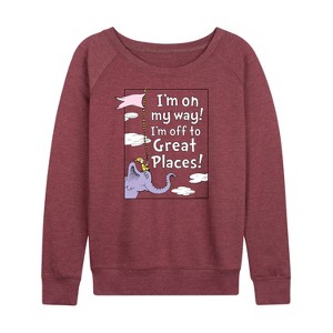 Women's - Dr. Seuss - I'm On My Way Lightweight French Terry Wide Neck Long Sleeve Shirt - 1 of 4