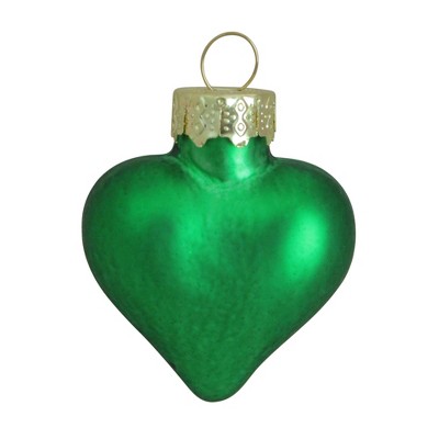 Northlight 56ct Matte Green Glass Heart Christmas Ornaments 1.75" (45mm)