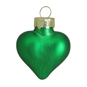 Northlight 56ct Green Matte Finish Glass Heart Christmas Ornaments - 1.75" (45mm) - 1 of 3