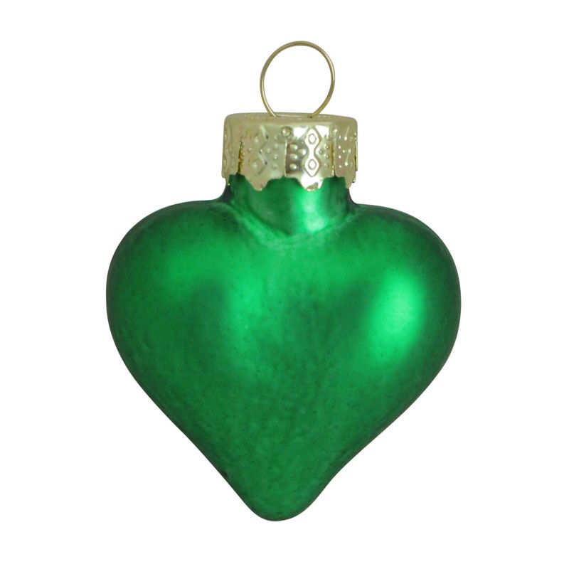 Northlight Matte Finish Glass Heart Christmas Ornaments - 1.75" (45mm) - Green - 56ct, 1 of 3