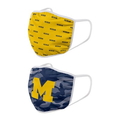 NCAA Michigan Wolverines Adult Face Covering 2pk