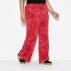 Women's Strawberry Shortcake Print Wide Leg Fleece Graphic Pants - Red - 2 of 3