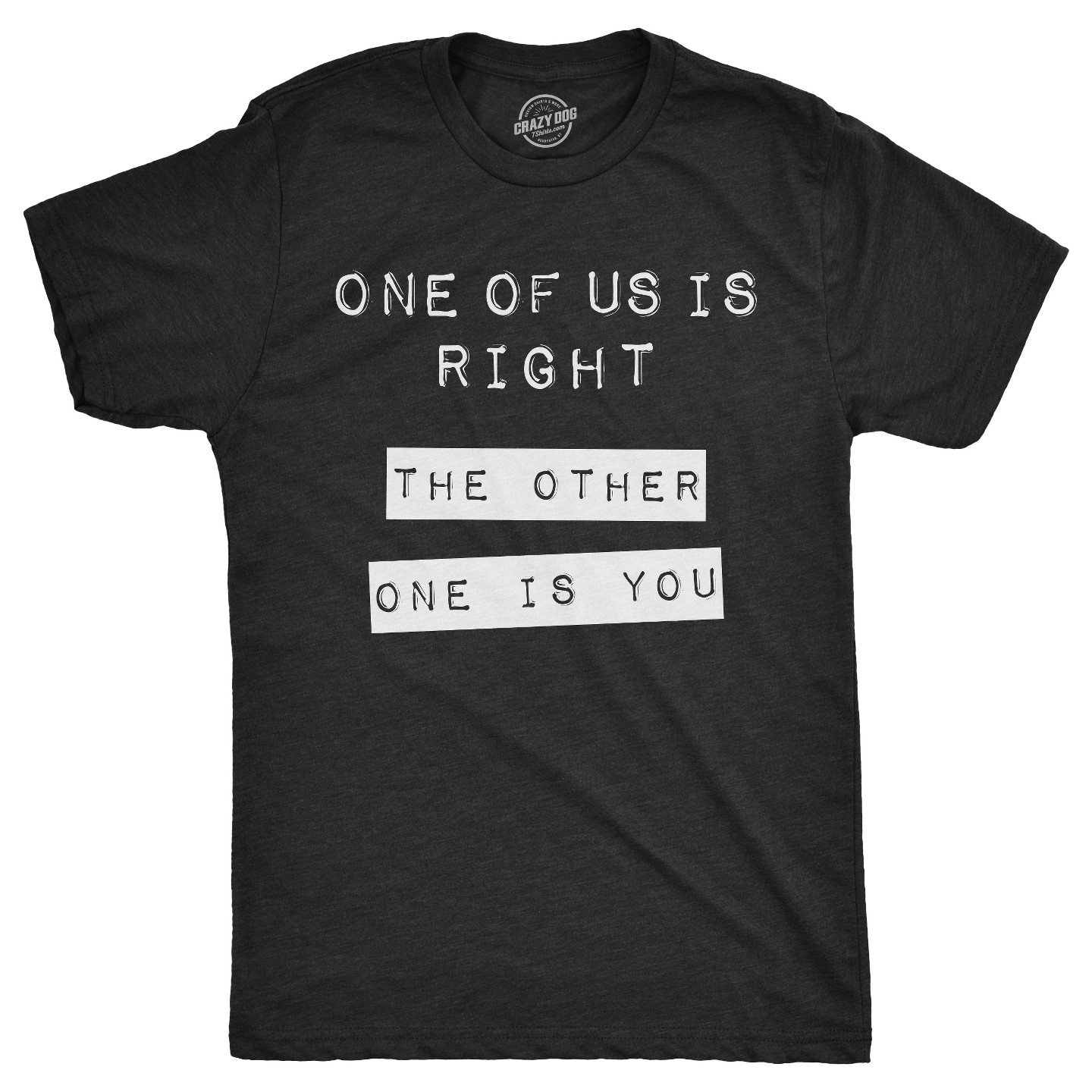 Мужская футболка Crazy Dog T-Shirts, Inc. One Of Us Is Right The Other One Is You T Shirt Funny Tee for Guys - Crazy Dog T Shirt With Sarcastic Sayings Black, цвет: Чёрный — фото 1