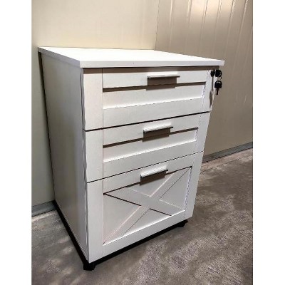 3-Drawer File Cabinet with Lock, Mobile Wood Filing Cabinet on Wheels for Letter/A4/Legal Files, Home Office Storage