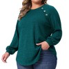 Women's Plus Size Ribbed Knit Button Decoration Crew Neck Long Sleeve Casual Tunic Blouses - Agnes Orinda - 2 of 4