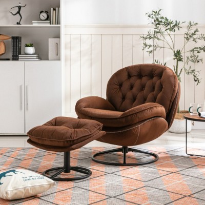 Brown recliner with footstool, TV chair, living room chair