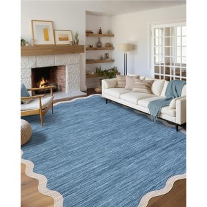 Washable Scalloped Area Rug, Soft Non-Slip Large Area Carpet for Bedroom, Living Room, Dining Room, Nursery, Modern Farmhouse Style - 1 of 4