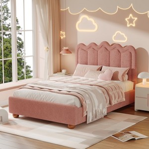 Bed Frame with Headboard, Boucle Bed Frame, Soft Upholstered Platform Cloud Bedframe - 1 of 4