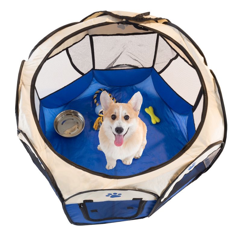 Pet Adobe Pop-Up Indoor/Outdoor Pet Travel Playpen with Carrying Case - Blue, 3 of 7