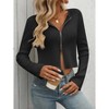 Clearlove Women's Zip Up Cropped Cardigan Sweater Long Sleeve Solid Color Slim Fit Ribbed Knit Tops Trendy Fall Clothes - 4 of 4