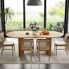 SpassWay 30"H Oval Wood Dining Table Kitchen Table Conference Table with Double Pedestal - 3 of 4