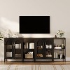 Storage Cabinet, Modern Buffet Cabinet with Glass Doors, Coffee Bar Cabinet with 2 Open Storage Shelves and Metal Handle - 2 of 4