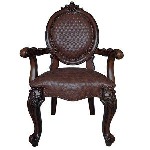 Acme Furniture Versailles 26" Dining Chairs Cherry Finish: Leather Upholstery, Nailhead Trim, No Assembly Required - 1 of 4