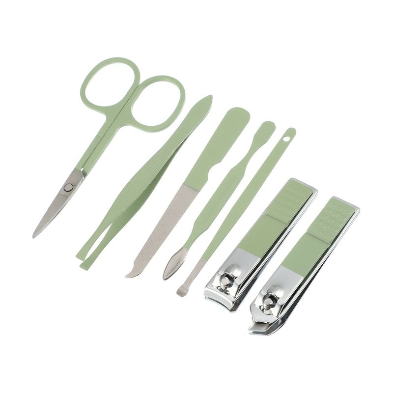 Unique Bargains Stainless Steel Zipper Manicure Nail Clippers Pedicure Tools Green 7 in 1 Set, 3 of 7