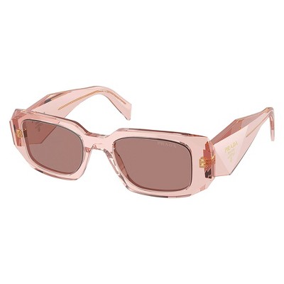 Prada PR 17WSF 19Q10D Womens Rectangle Sunglasses Transparent Peach 51mm