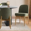 9-Piece Oval Dining Table Set, 79'' Pedestal Table with 8 Upholstered Linen Fabric Chairs, Modern Dining Room Furniture for 8-Maison Boucle - 2 of 4