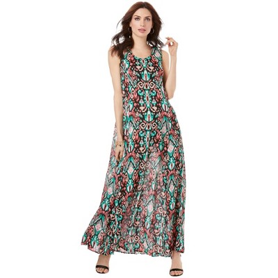 Roaman's Women's Plus Size Sleeveless Crinkle Dress
