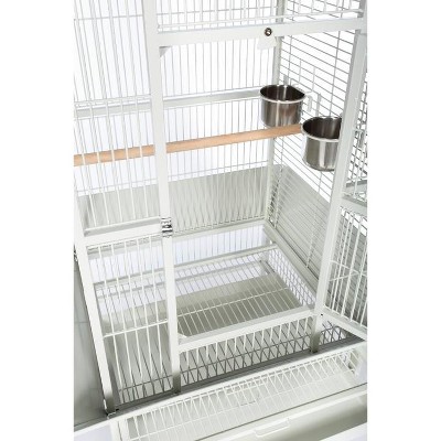 Chalk White Medium Dome Top Bird Cage with Wheels