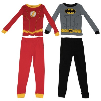 Kids Batman and The Flash Cosplay 4-Piece Pajama Set - Size 10