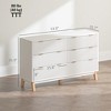 6-Drawer Double Dresser for Bedroom, Fluted Chest of Drawers with Gold Finger Pulls and 5 Wooden Legs, White - 3 of 4