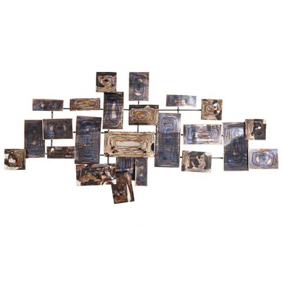 Groovy Handmade Metal Wall Sculpture Brown - StyleCraft: Iron & Steel, Abstract Art, Textured Ripple Effect
