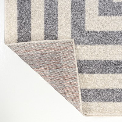 Bandol Gray and Ivory Synthetic Stripe 5 x 8 Area Rug