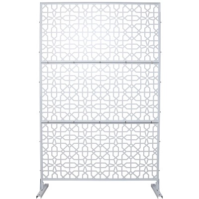 Grungis Patio Decorative Screen Metal Fence Privacy Screen with Hollow Geometric Pattern for Outside and Balcony,76" H×48" W