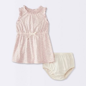 Baby Girls' Floral Printed Dress - Cloud Island™ Cream - 1 of 3