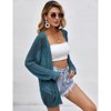 Womens Summer Lightweight Cardigan Long Sleeve Open Front Loose Beach Crochet Cover Up - 2 of 4