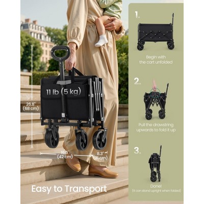 Ink Black Steel Folding Utility Wagon with Handle