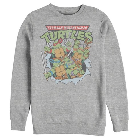 World Of Tmnt Ninja Turtles Fight Crew Neck Long Sleeve Athletic Heather  Adult Tee : Target