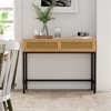 JIONJOY Rustic 2-Drawer Console Table - 44” Farmhouse Entryway Hallway Table with Natural Brown Finish, Cabin-Inspired - 3 of 4
