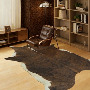 Faux Cowhide Rug 61x74.8 Inch, Western Animal Skin Carpet for Living Room Bedroom, Cowboy Cowgirl Home Decor - 1 of 4