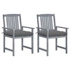 vidaXL Patio Chairs Outdoor Dining Chair with Cushions Gray Solid Wood Acacia - Gray 2 - 2 of 4