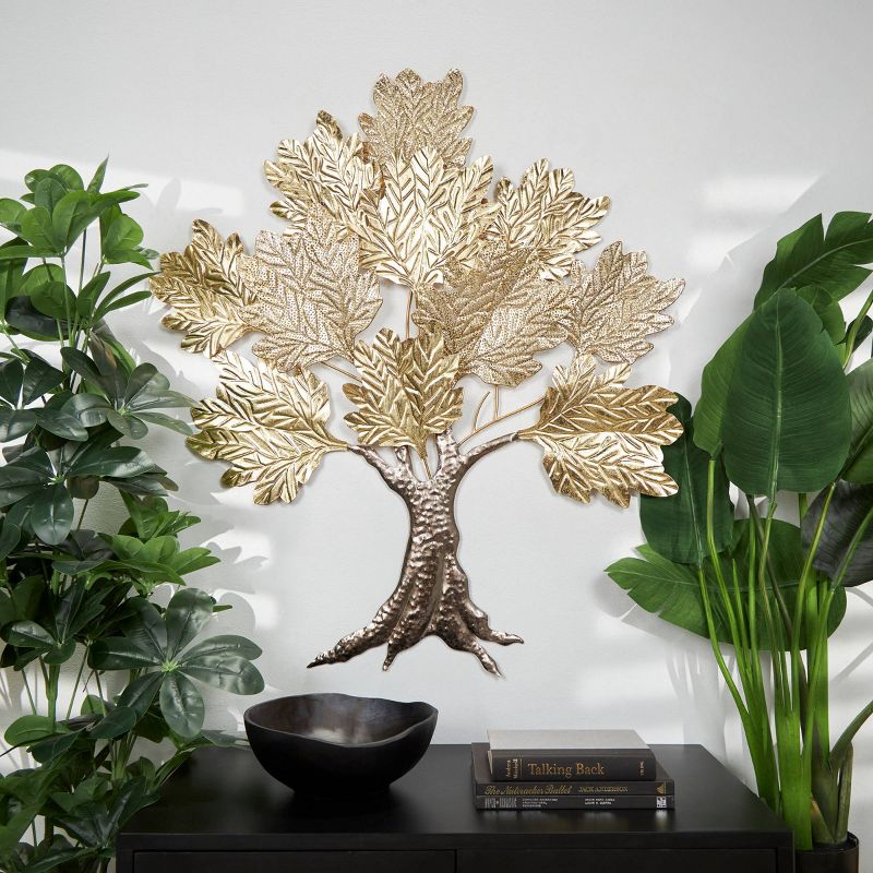 46&#34;x39&#34; Metal Tree Textured Wall Decor with Cutout Details Gold - Olivia &#38; May, 2 of 5
