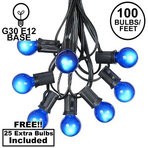 Novelty Lights 100 Feet G30 Globe Outdoor Patio String Lights, Black Wire - 1 of 4