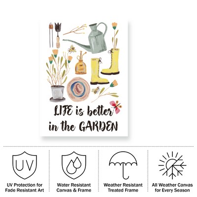 Life is Better in the Garden Outdoor Canvas Print