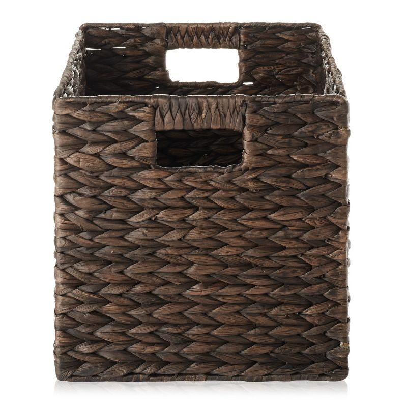 Casafield 10.5" x 10.5" Water Hyacinth Storage Baskets - Set of 2 Collapsible Cubes, Woven Bin Organizers for Bathroom, Bedroom, Laundry, Pantry, 4 of 8
