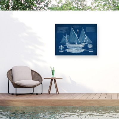 "Antique Ship Blueprint Iii" Outdoor Canvas